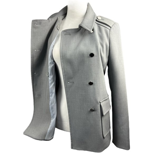 Liz Claiborne Double Breasted Military Style Jacket in light Grey size small - Picture 8 of 15